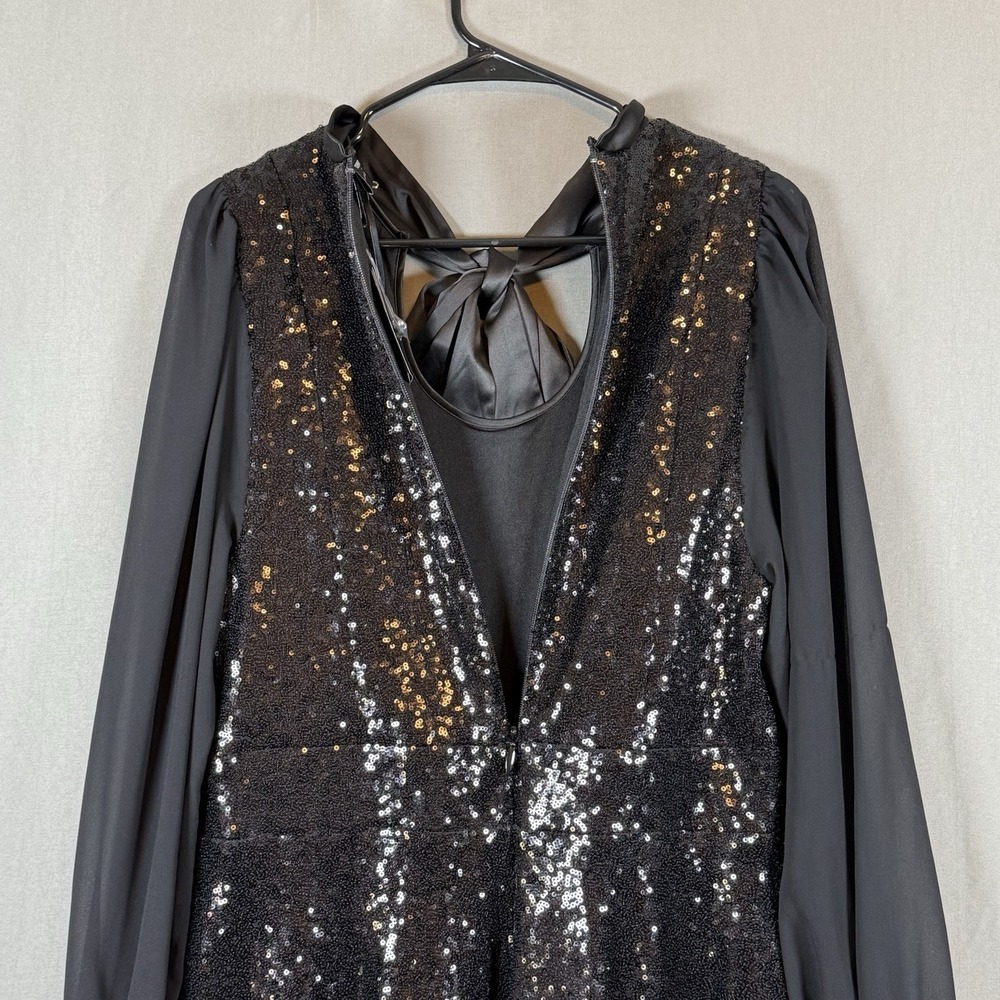 Torrid Sylvia Mollie Black Tie Neck Sequin Cocktail Formal Mini Dress Women's 12 - Picture 11 of 16